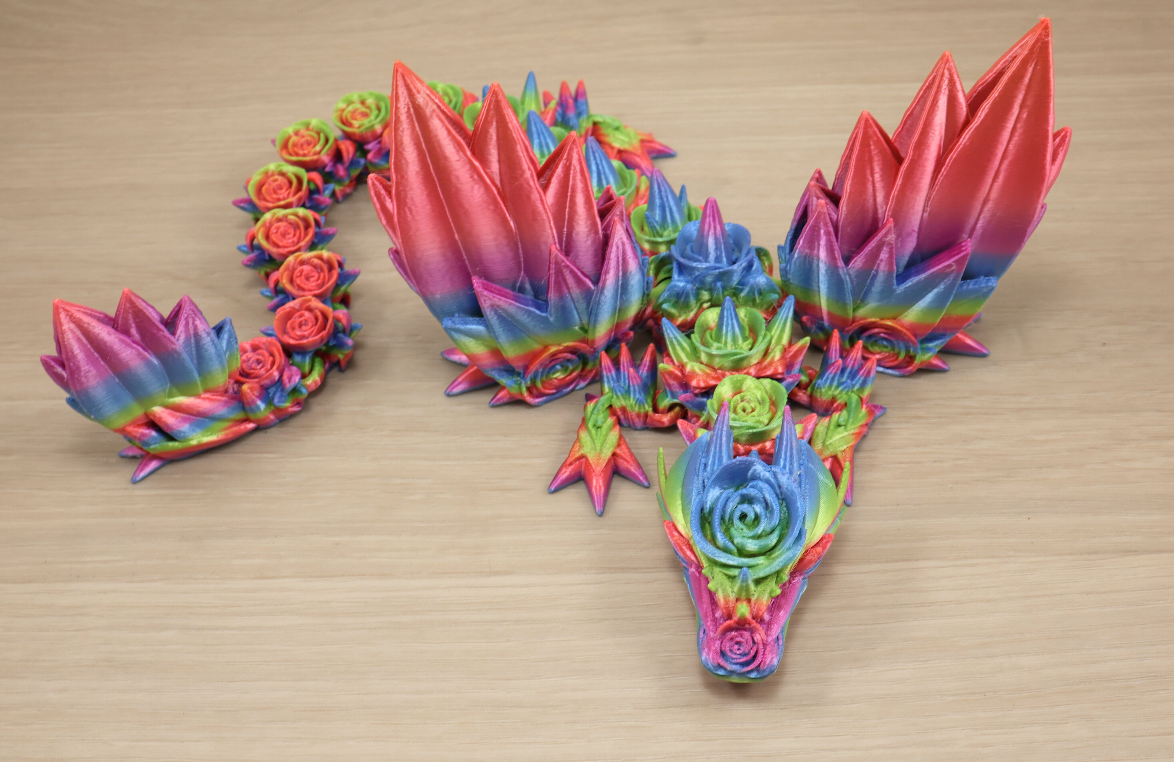 Rosewing Dragon Articulated Fidget Toy - 3D Printed Flexi Desk Pet