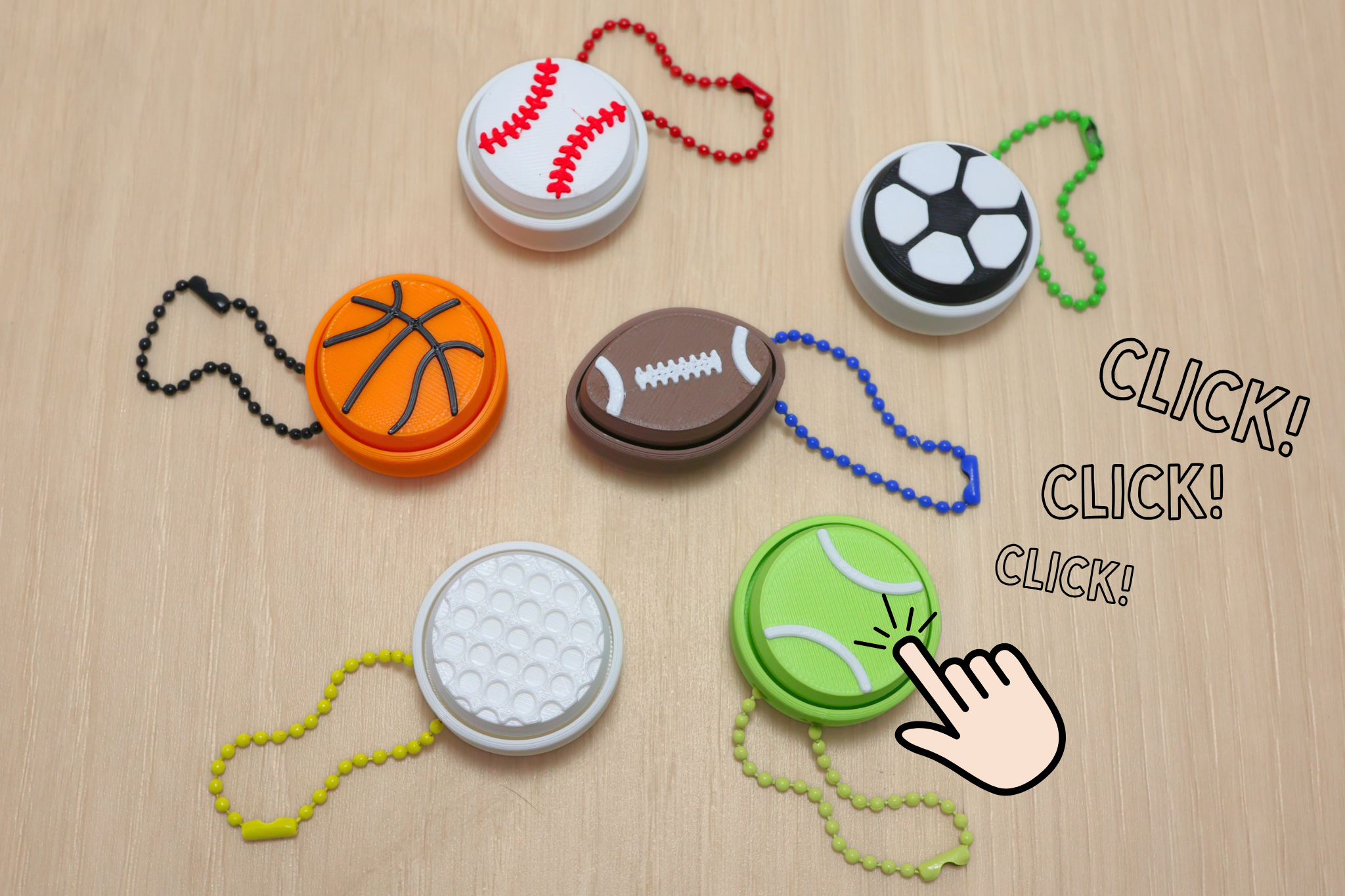 3D Printed Sports Clicker Keychain