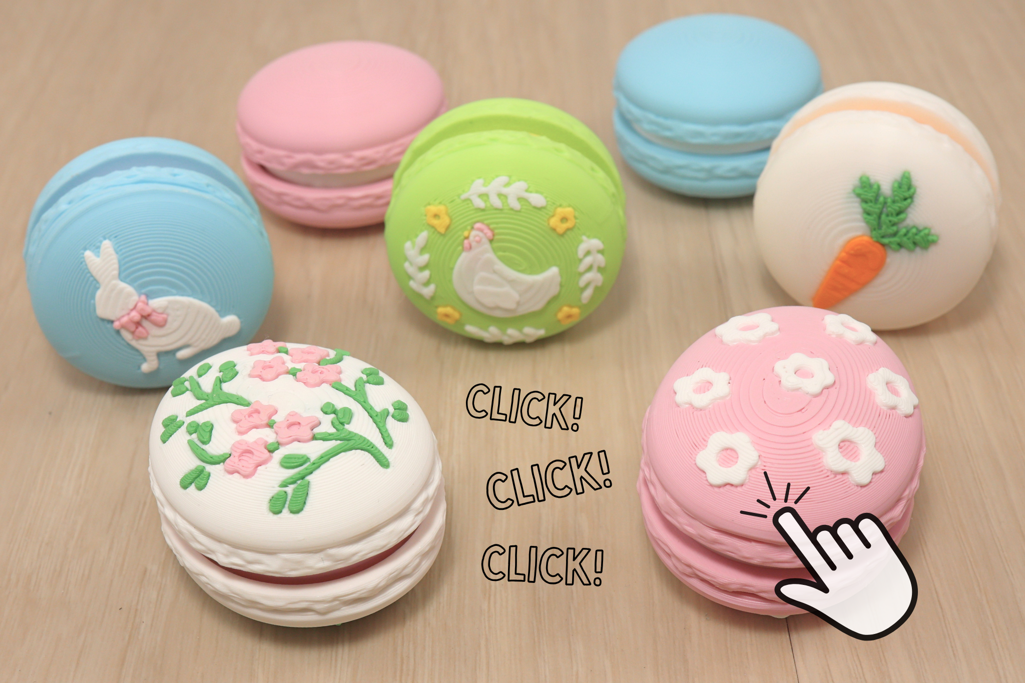 3D Printed Easter Macaron Clicker Fidget Toy