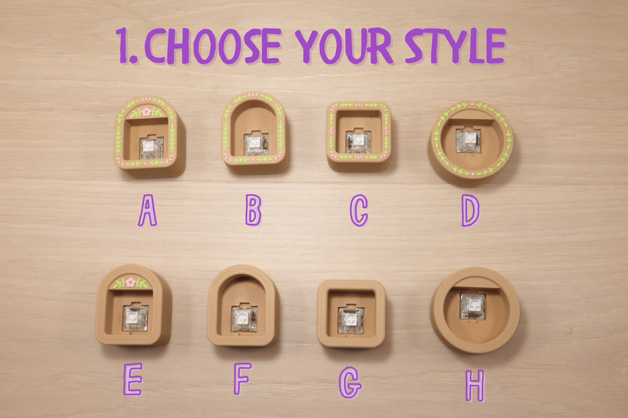 Single 3D printed bookshelf fidget clicker with mechanical button, available in basic or arched styles by Enchant3D Workshop.