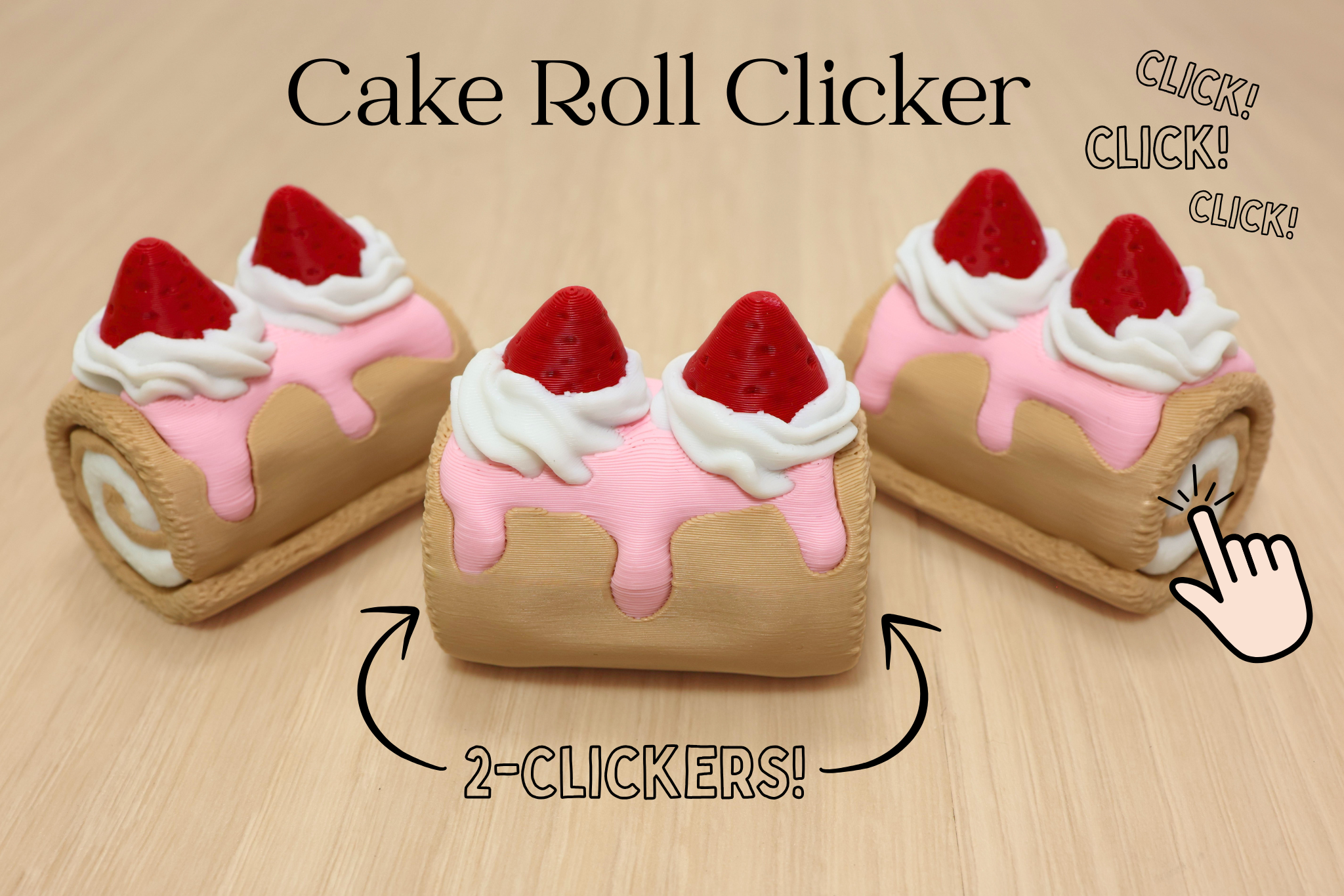 3D Printed Cake Roll 2-Clicker Fidget Toy