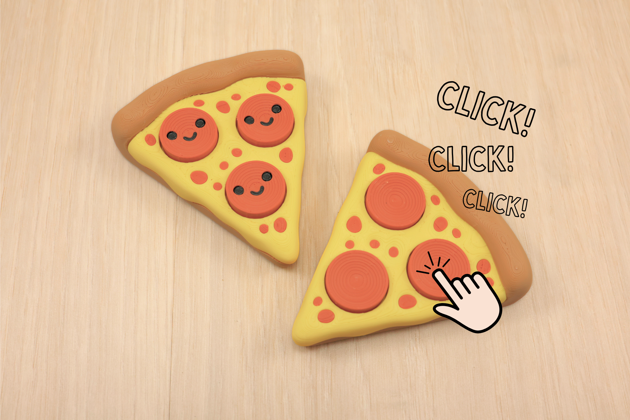 3D Printed Pizza 3-Clicker Fidget Toy