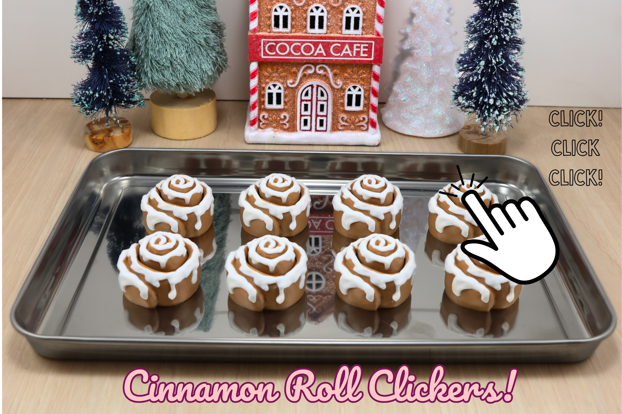 Cute Cinnamon Roll Fidget Toy - 3D Printed Clicker - Sweet Treat Gift