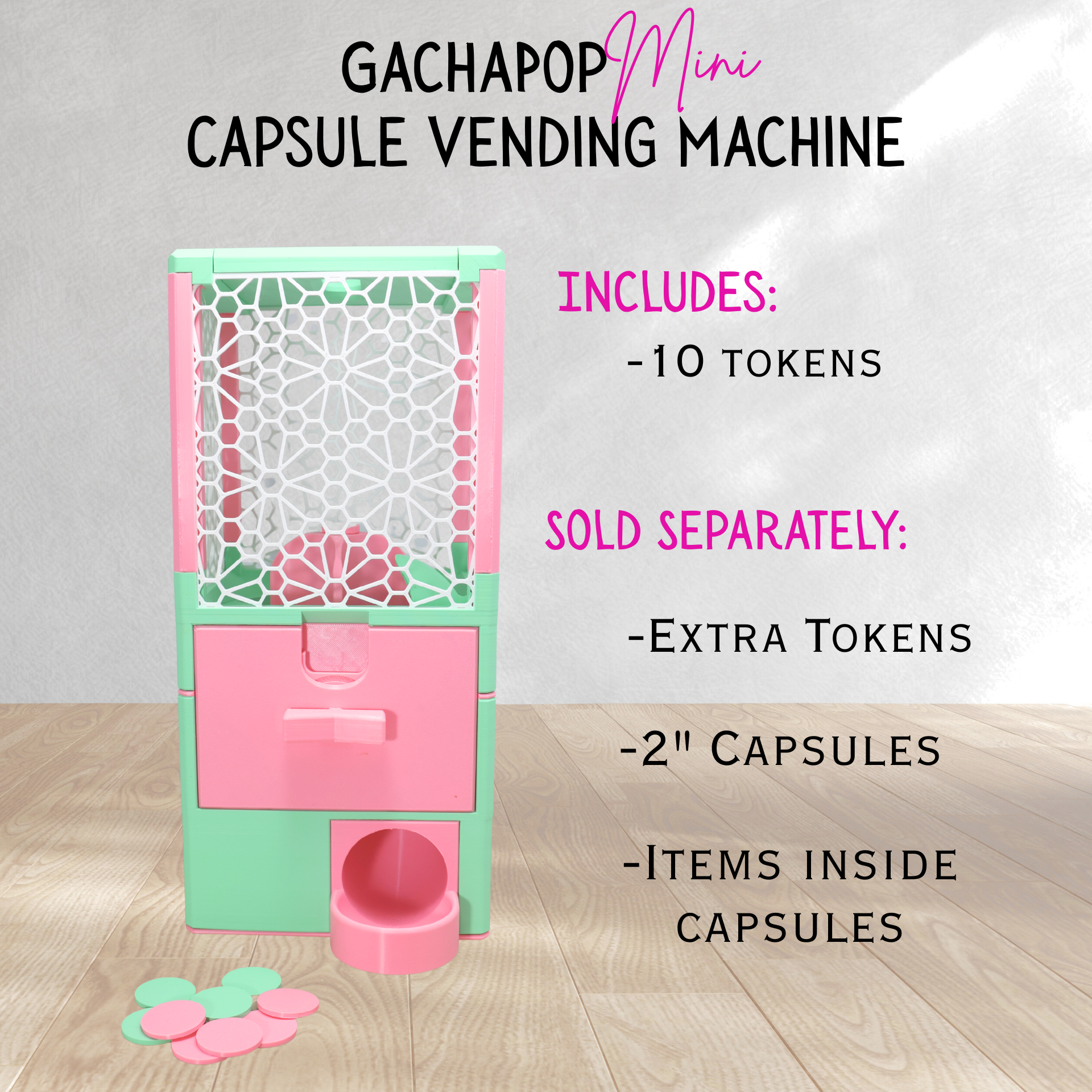 3D Printed Mini Size Capsule Dispenser GachaPop Machine