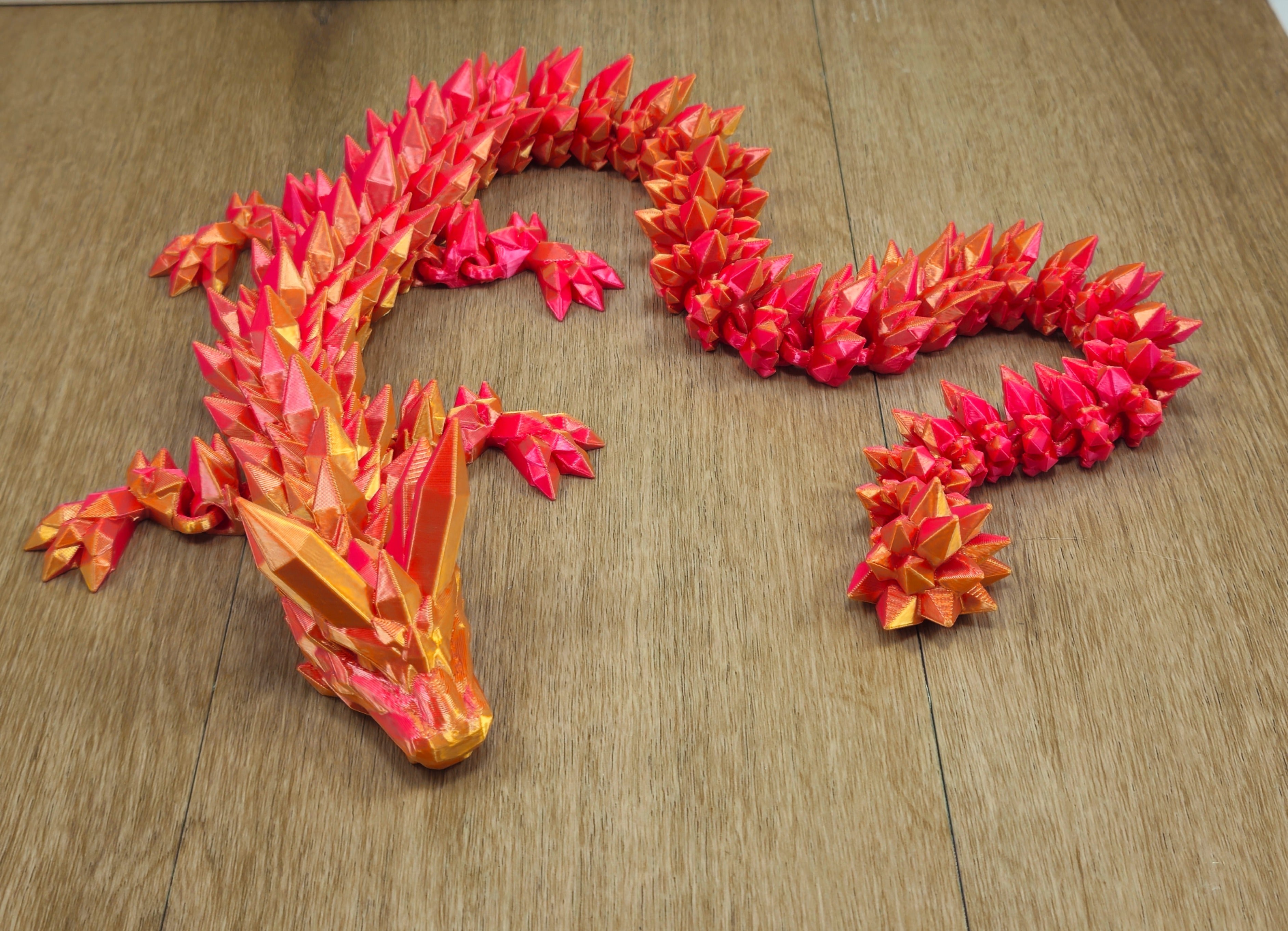 Crystal Dragon Articulated Fidget Toy - 3D Printed Flexi Gemstone Desk Pet - Sensory Stress Relief Fantasy Gift