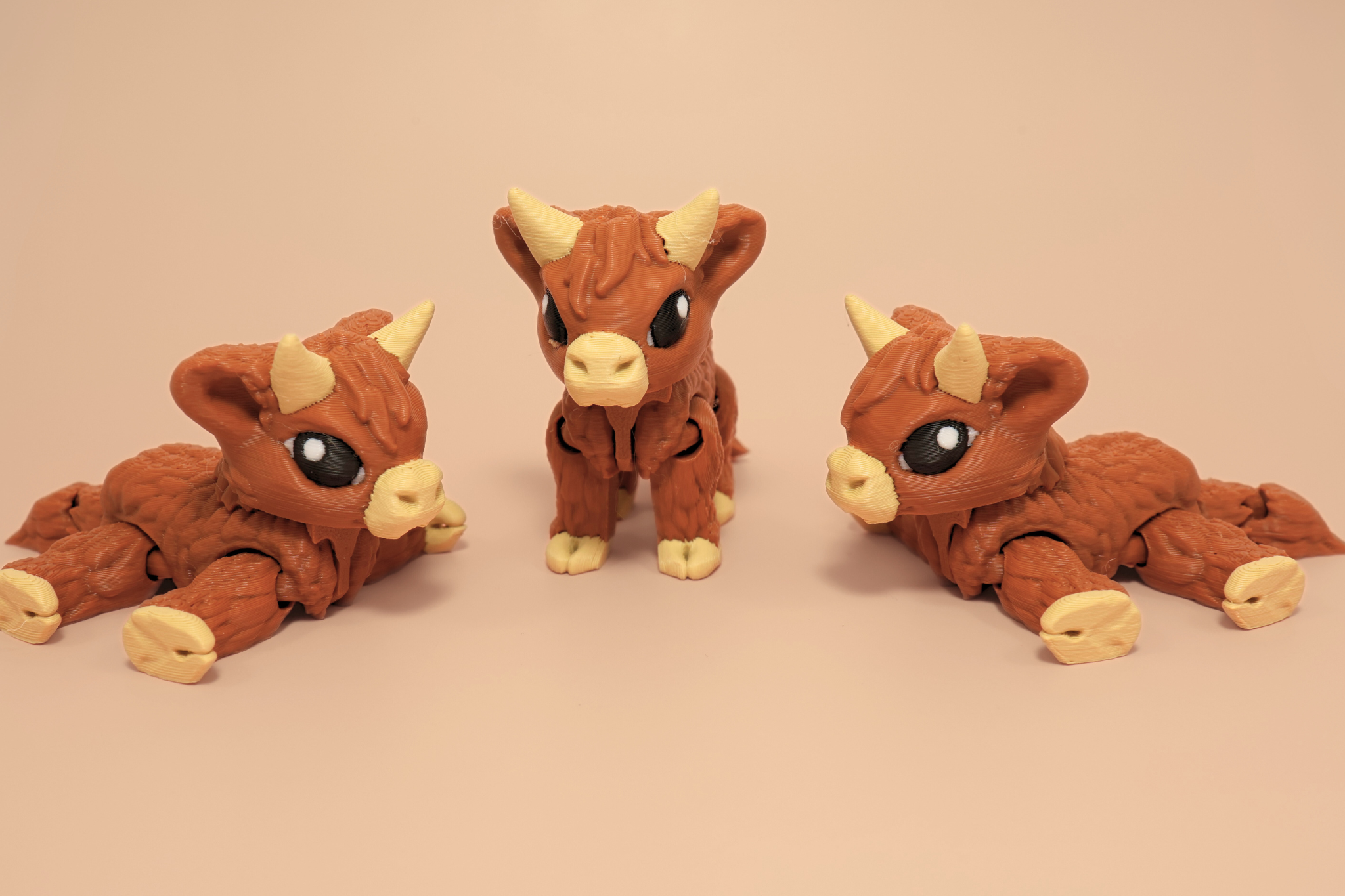 3D Printed Articulated Highland Cow Fidget Toy