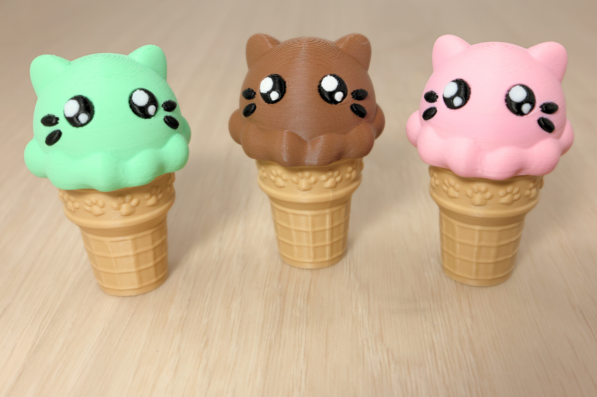 3D Printed Ice Cream Kitty Cone Clicker Fidget Toy