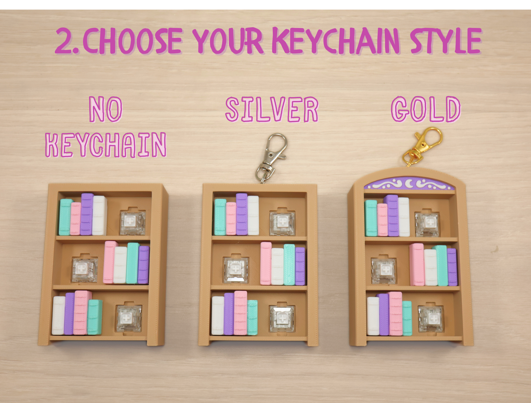 3D Printed Large Bookshelf 6 Clickers Fidget Toy