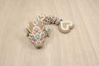 Cookie Heart Dragon Fidget Toy - Pink 3D Printed Flexi Desk Pet - Cute Dessert Themed Gift for Her