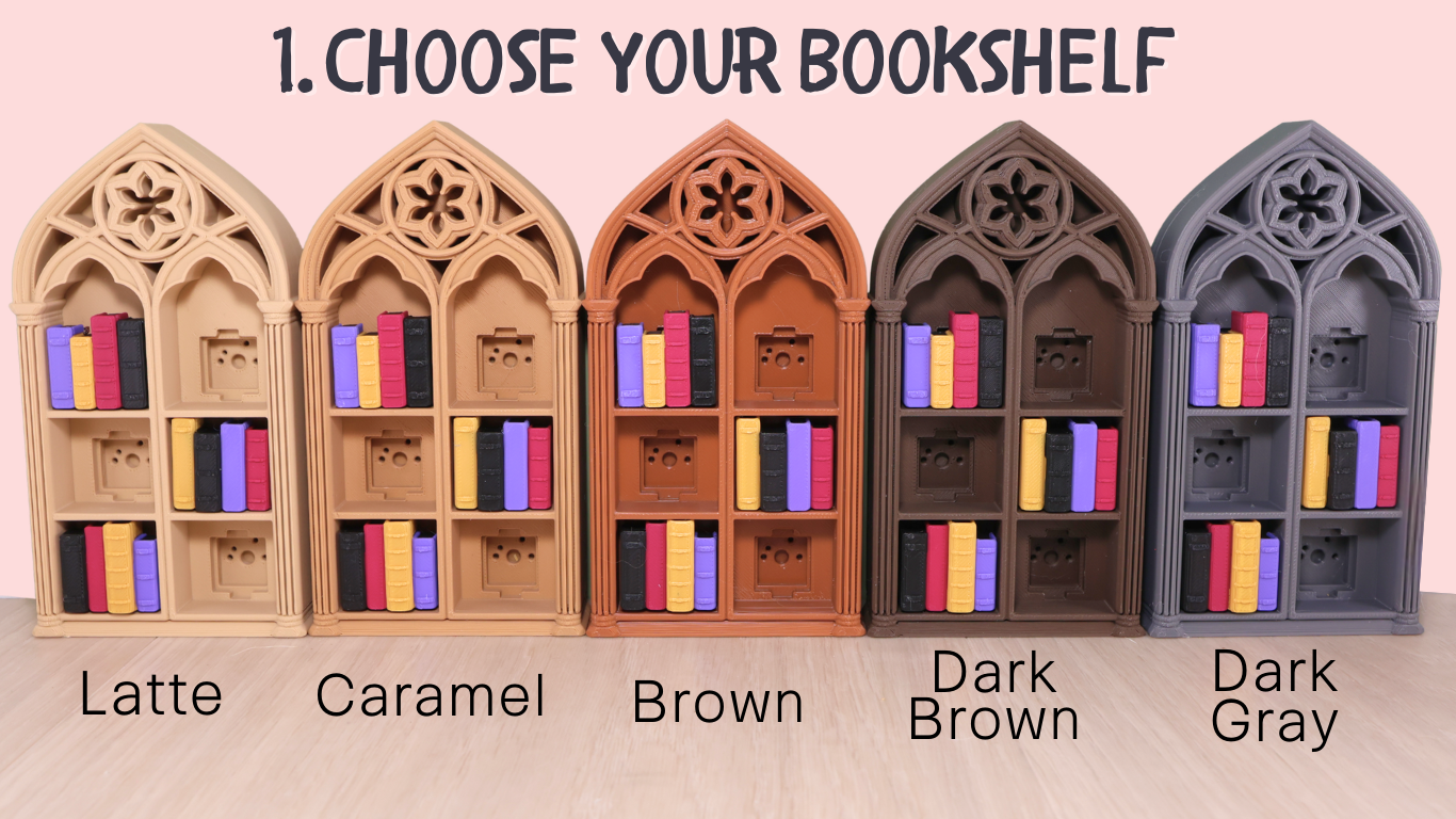 3D Printed Gothic Dark Fantasy Bookshelf 6-Clicker Fidget Toy
