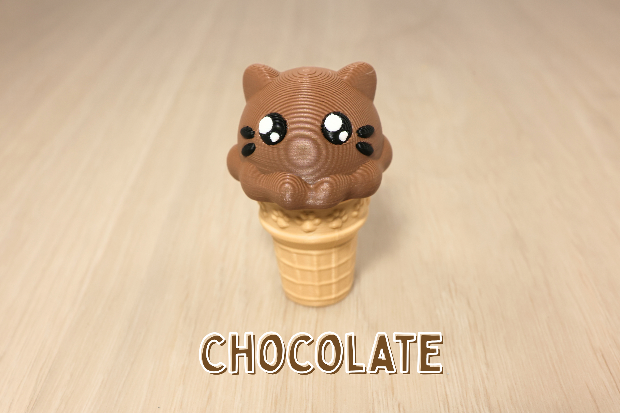 3D Printed Ice Cream Kitty Cone Clicker Fidget Toy