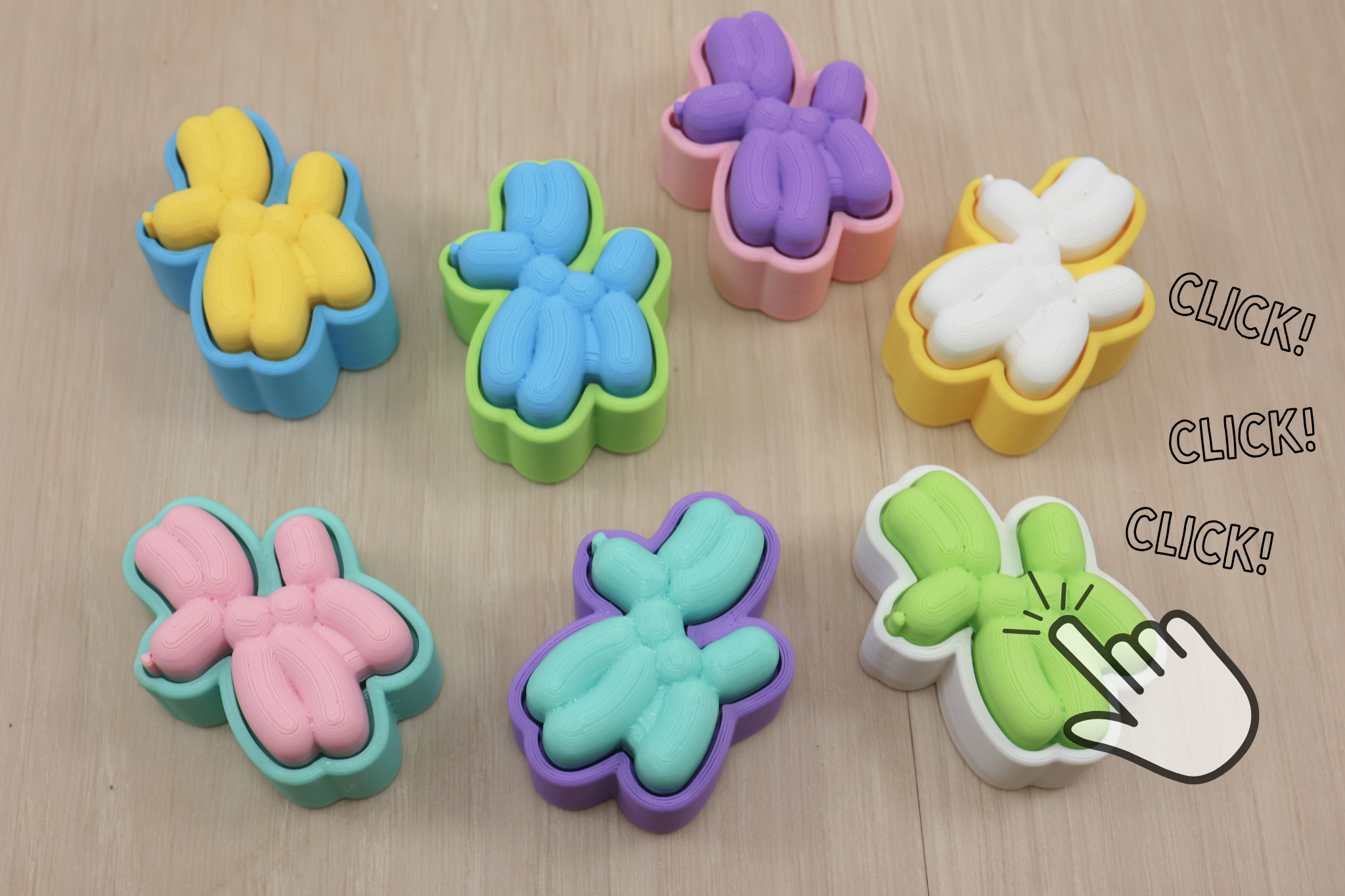 3D Printed Balloon Dog Clicker Fidget Toy
