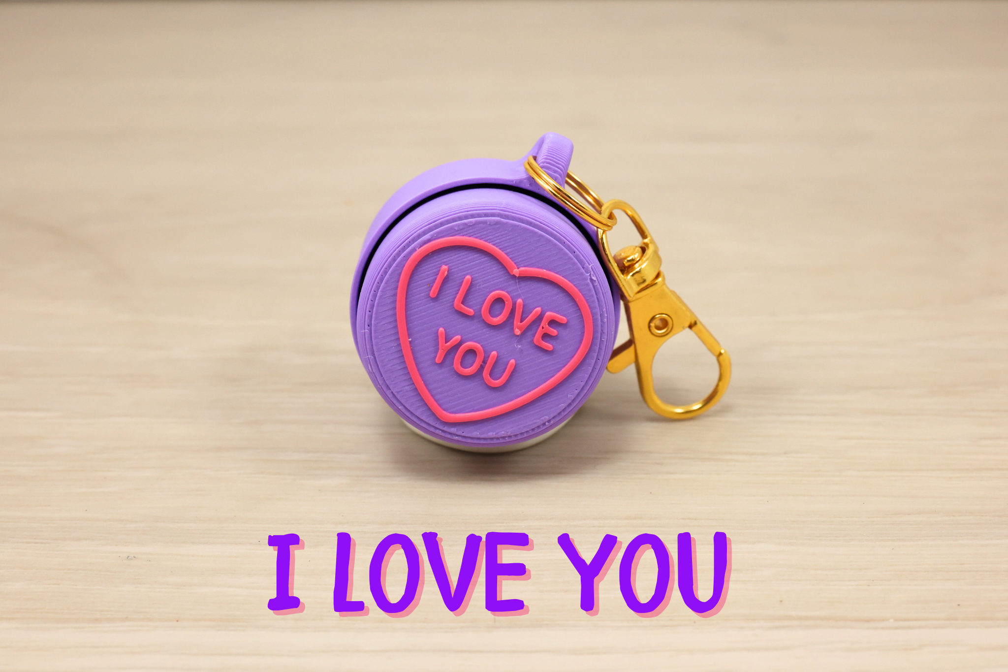 3D Printed Valentine's Day Candy Heart Clicker Keychain