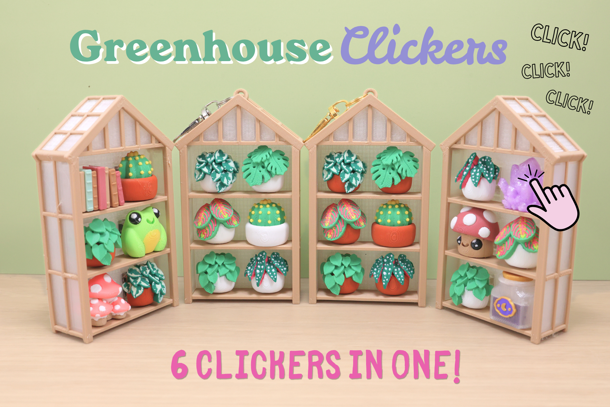 3D Printed Greenhouse 6 Clicker Fidget Toy