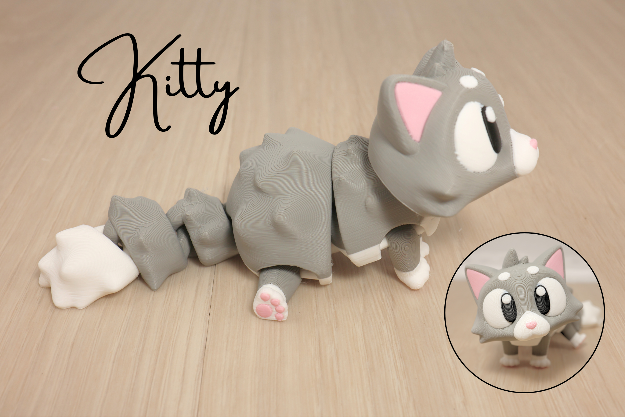Articulated 3D printed Flexi Kitty