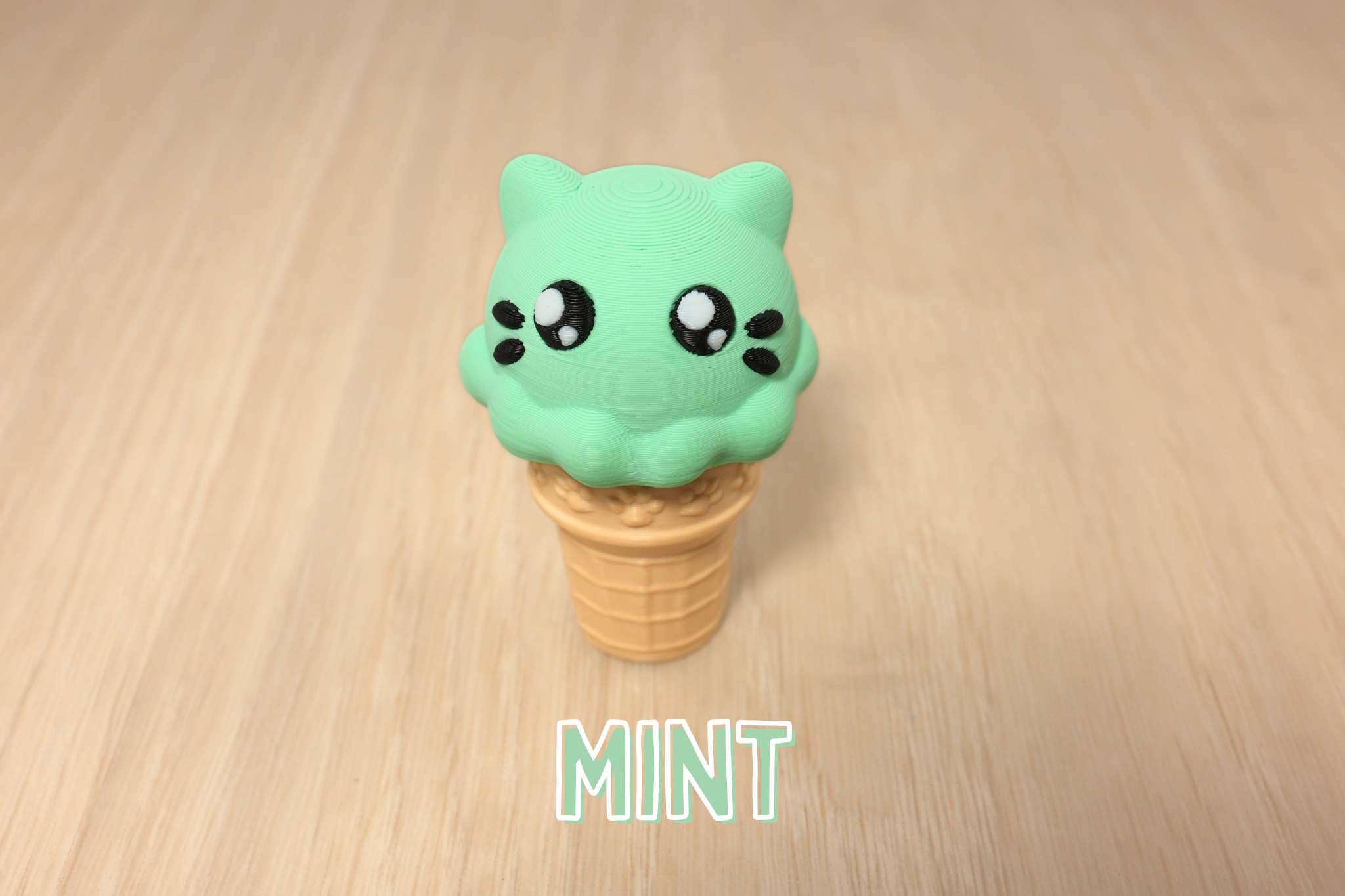 3D Printed Ice Cream Kitty Cone Clicker Fidget Toy