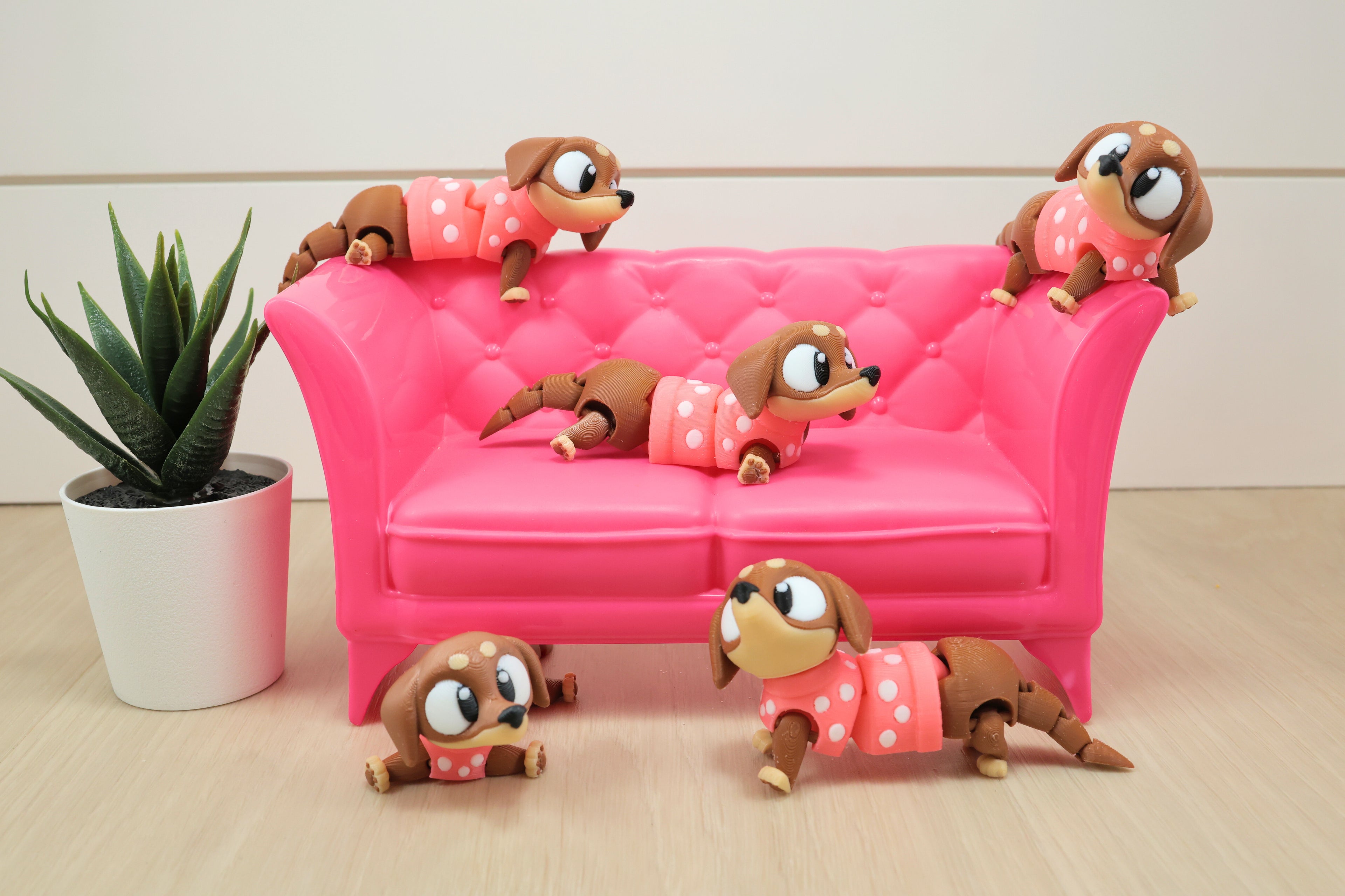 Articulated 3D Printed Wiener Dog - Fidget Toy Dachshund Pet