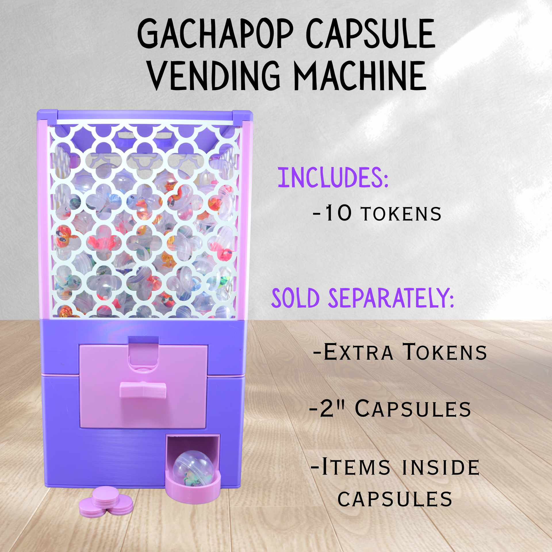 3D Printed Regular Size Capsule Dispenser GachaPop Machine