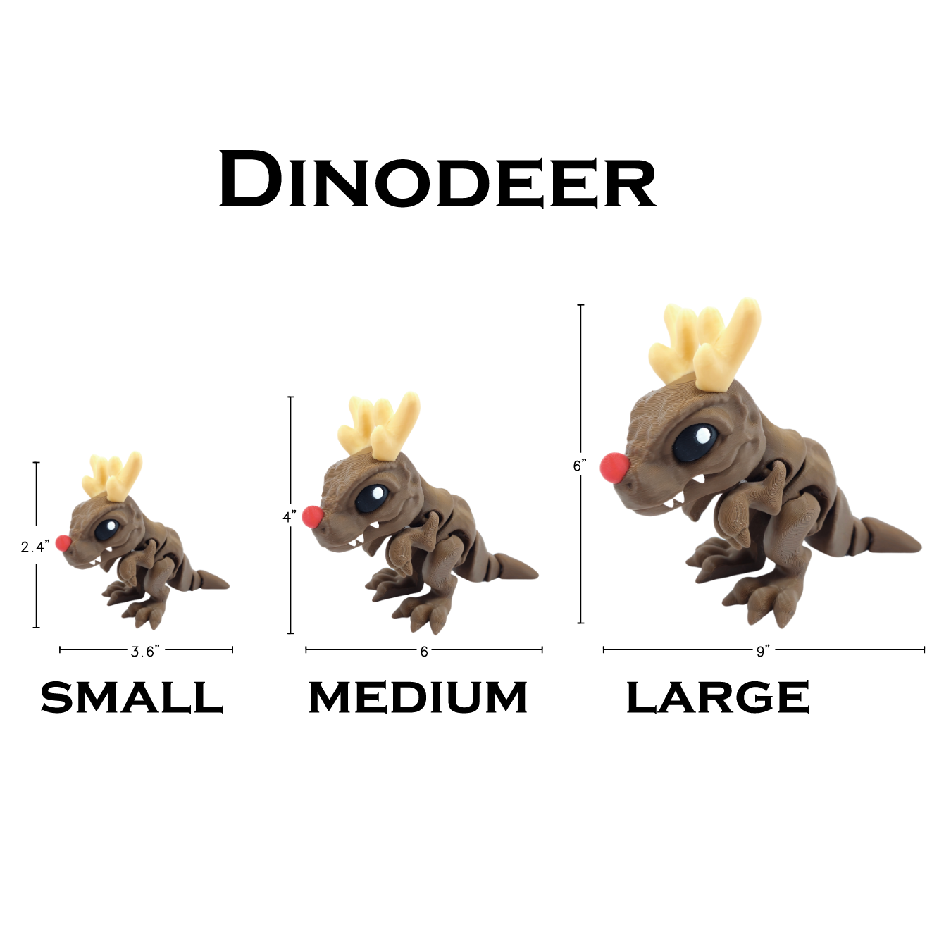 Articulated Dinodeer T-Rex Fidget Toy - 3D Printed Christmas Dinosaur Decoration - Funny Stocking Stuffer Gift