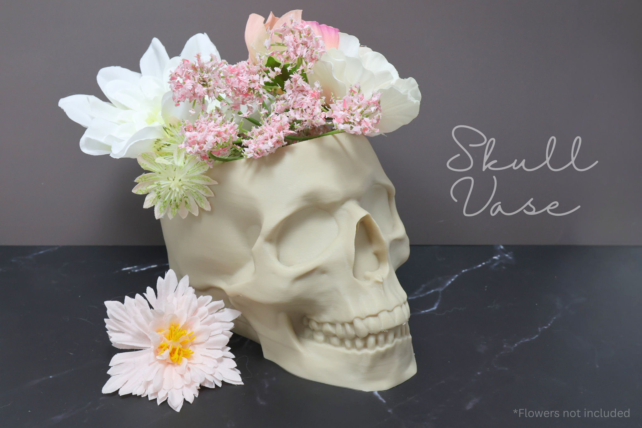 3D Printed Skull Vase or Desk Organizer
