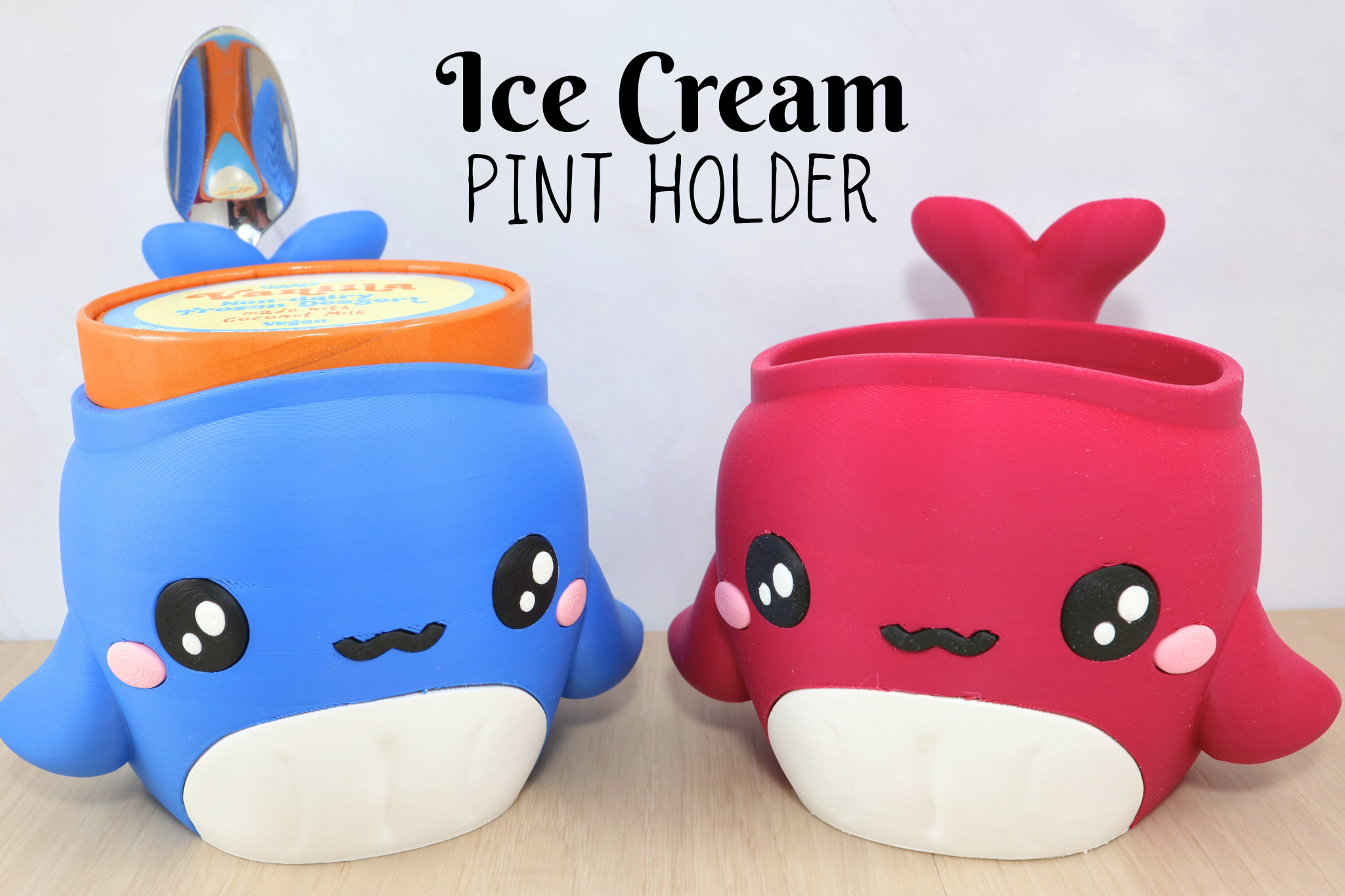 3D Printed Whale Ice Cream Pint Holder Cup