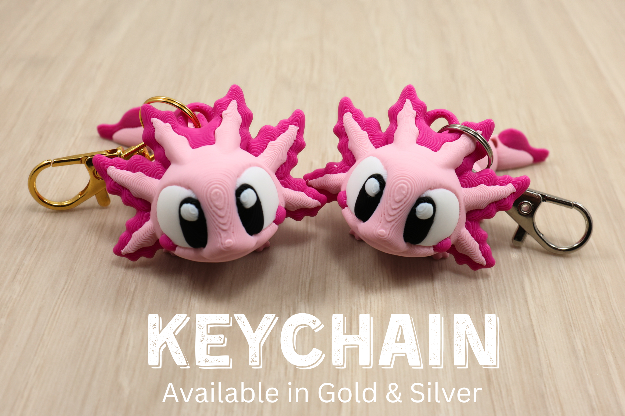 3D Printed Articulated Flexi Axolotl - Sensory Fidget keychain