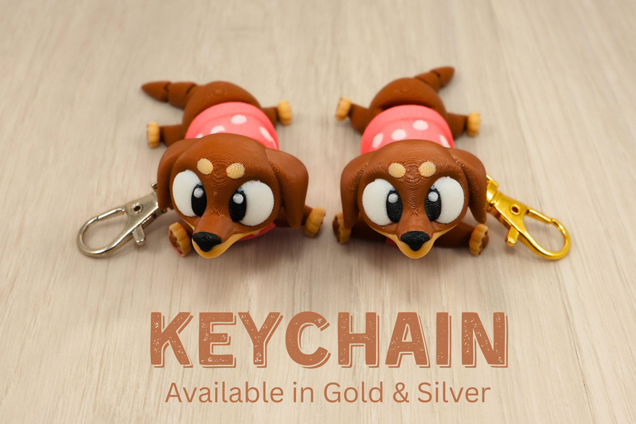 Articulated 3D Printed Wiener Dog - Fidget Dachshund Keychain