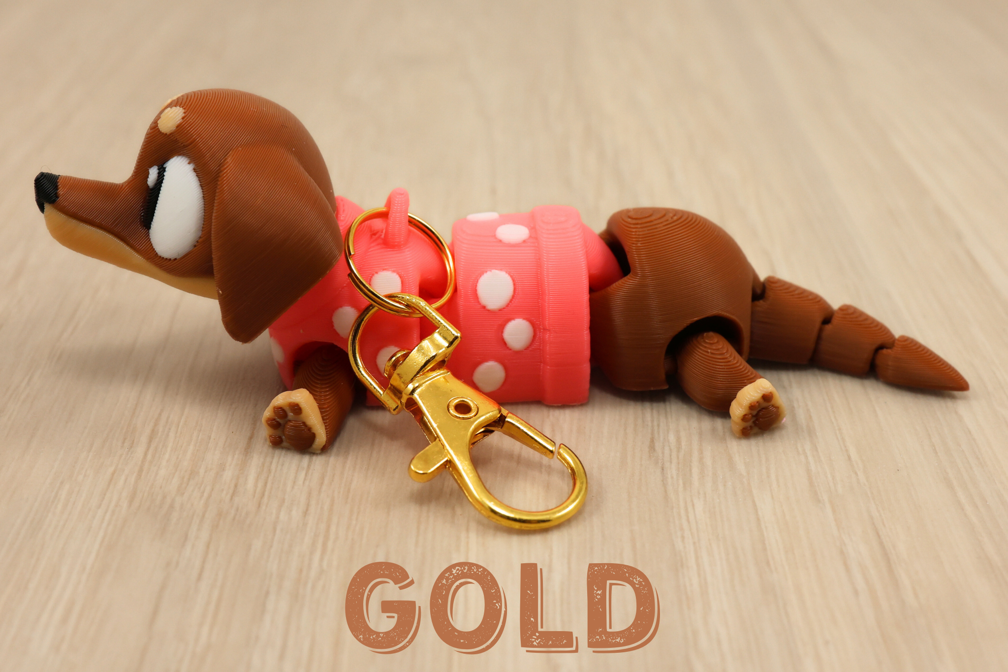 Articulated 3D Printed Wiener Dog - Fidget Dachshund Keychain