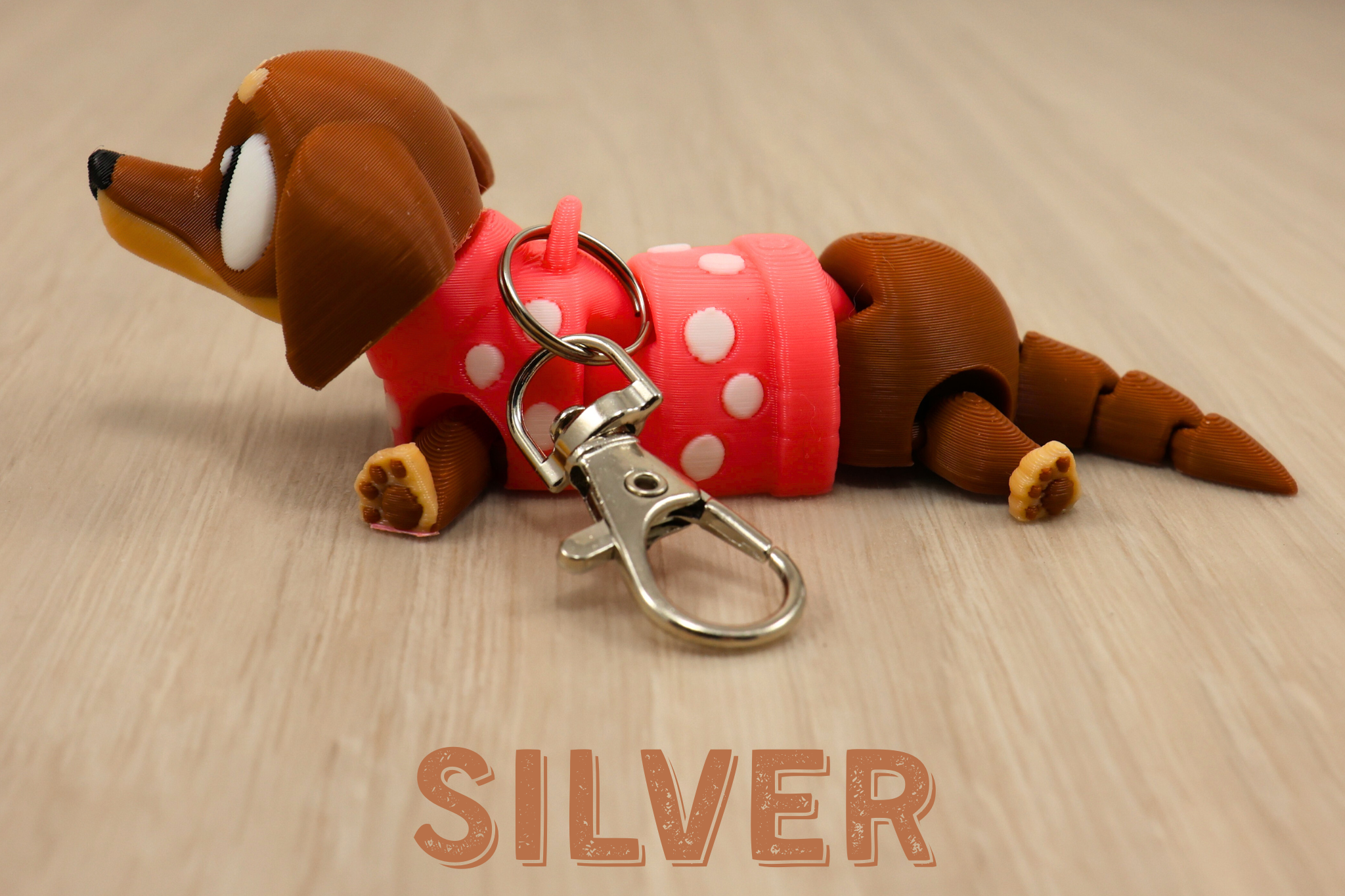 Articulated 3D Printed Wiener Dog - Fidget Dachshund Keychain