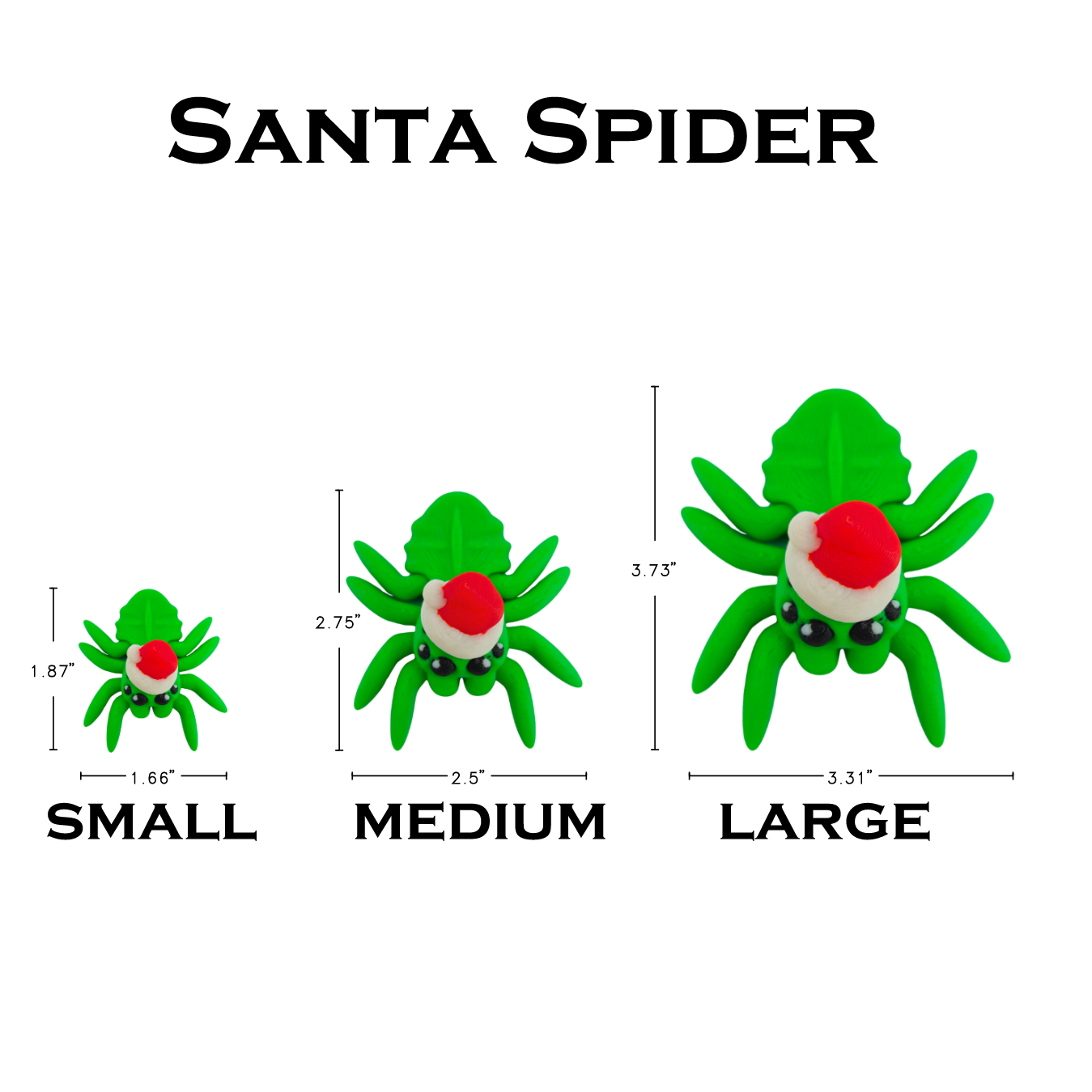 Spider Santa Christmas Figure - Creepy Cute 3D Printed Holiday Decor - Quirky Unique Gift