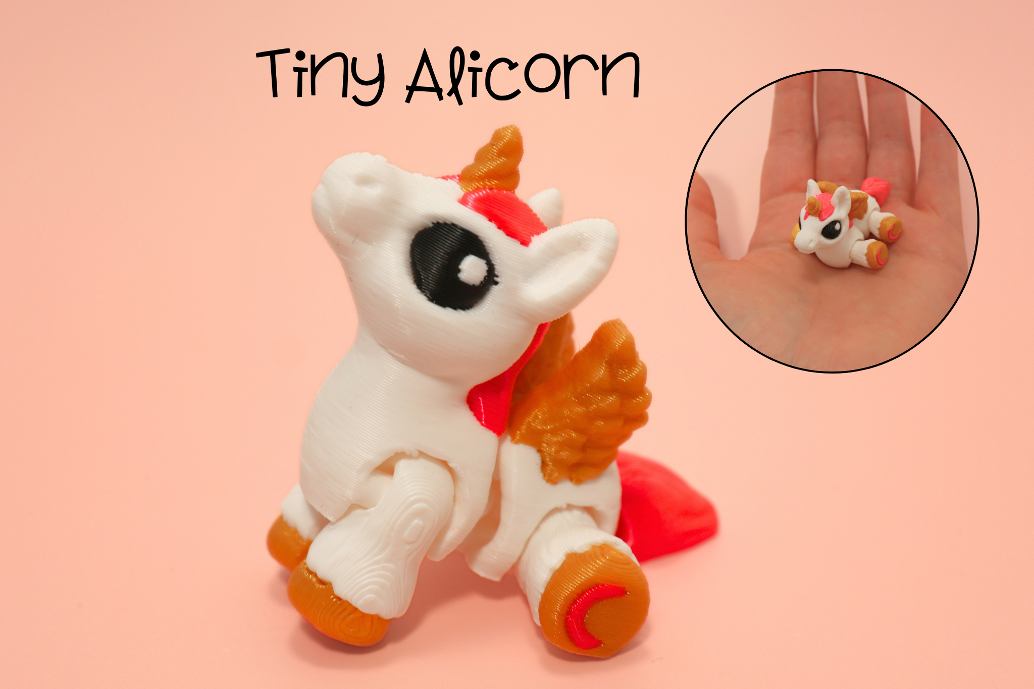 3D Printed Articulated Tiny Alicorn Fidget Toy