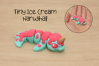 3D Printed Articulated Tiny Ice Cream Narwhal Fidget Toy