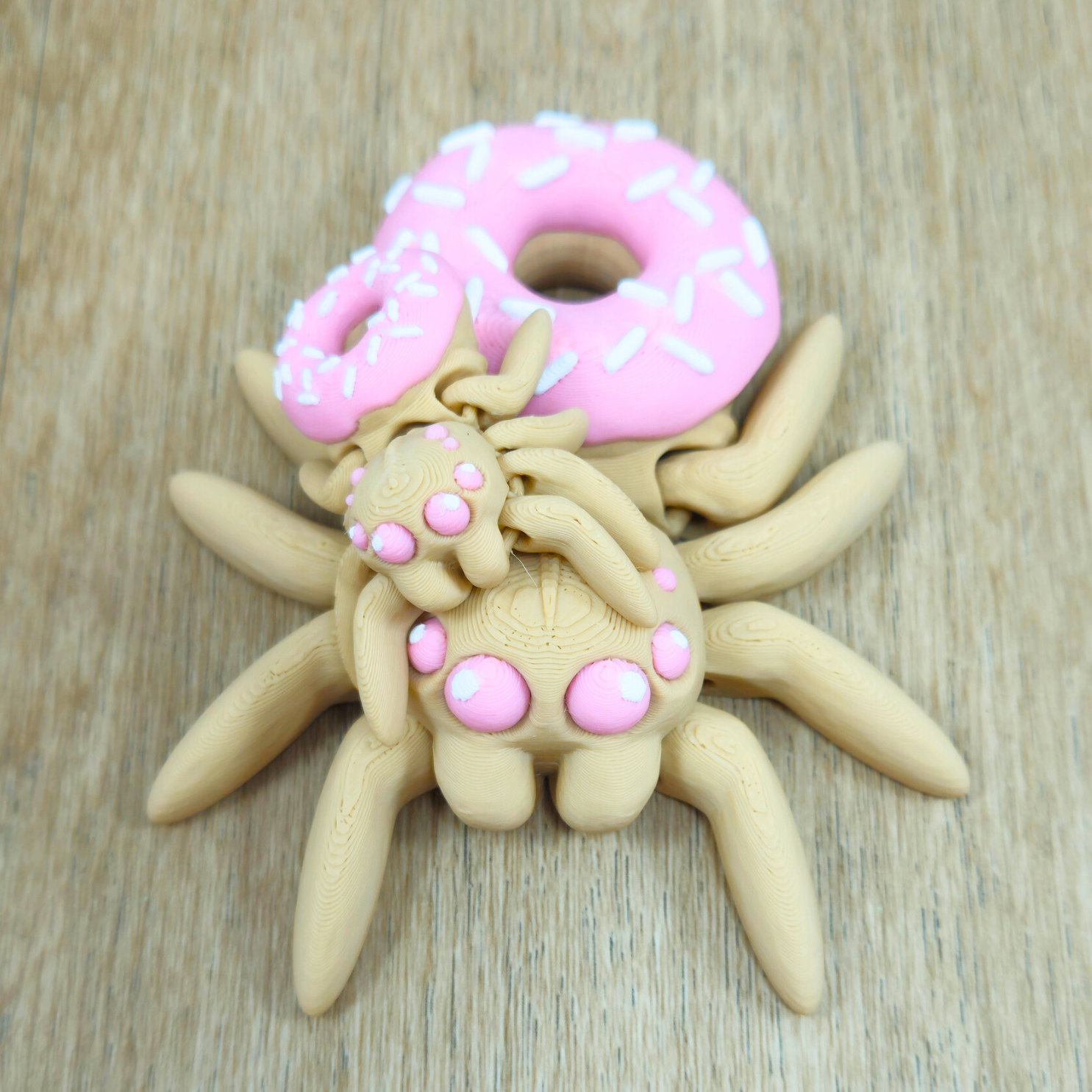 Doughnut Spider Dessert Figure - Food Themed 3D Printed Fidget - Cute Novelty Gift - Articulated Spider Toy with Sprinkles