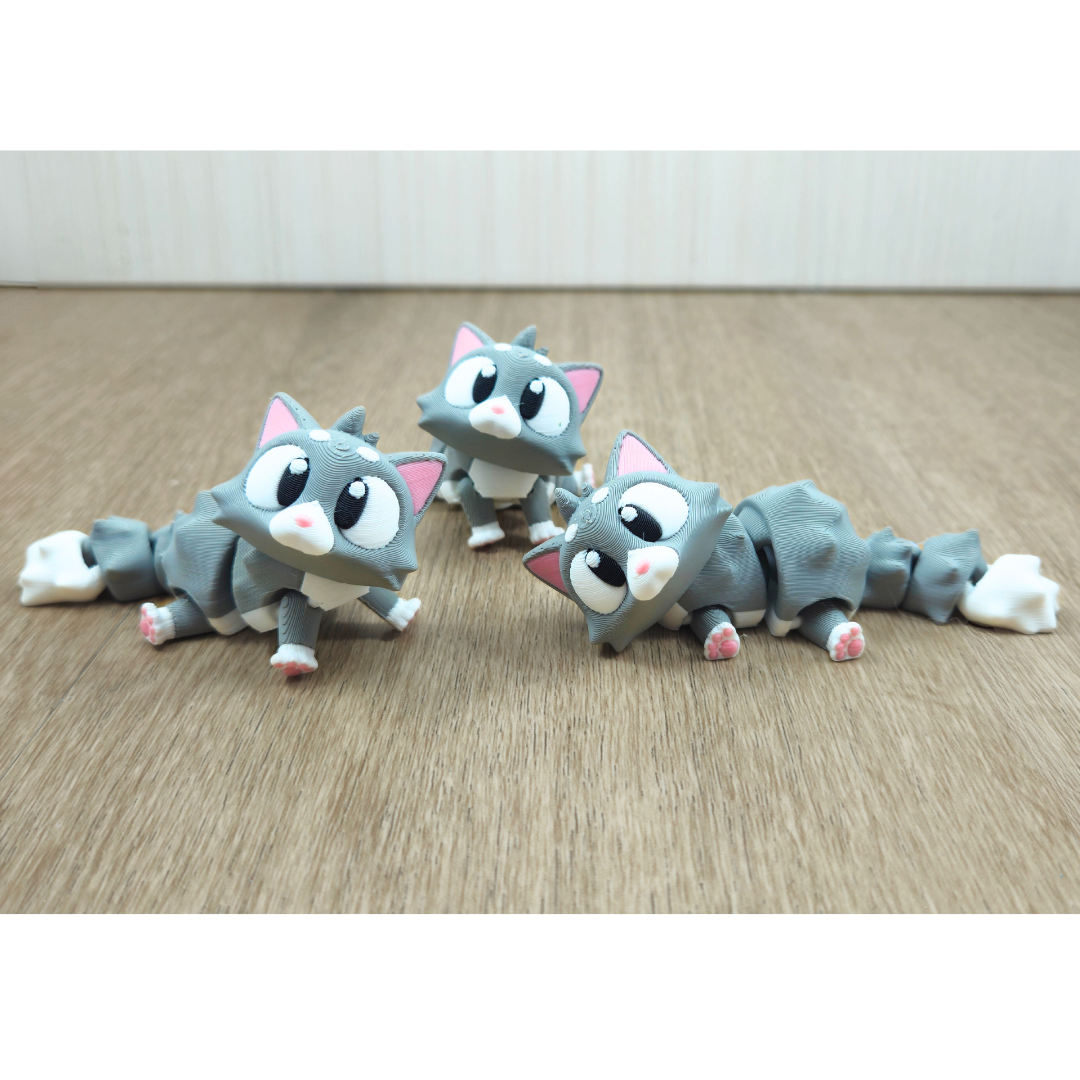 Articulated 3D printed Flexi Cat - Fidget toy - Desk toy - Cat Lover gift