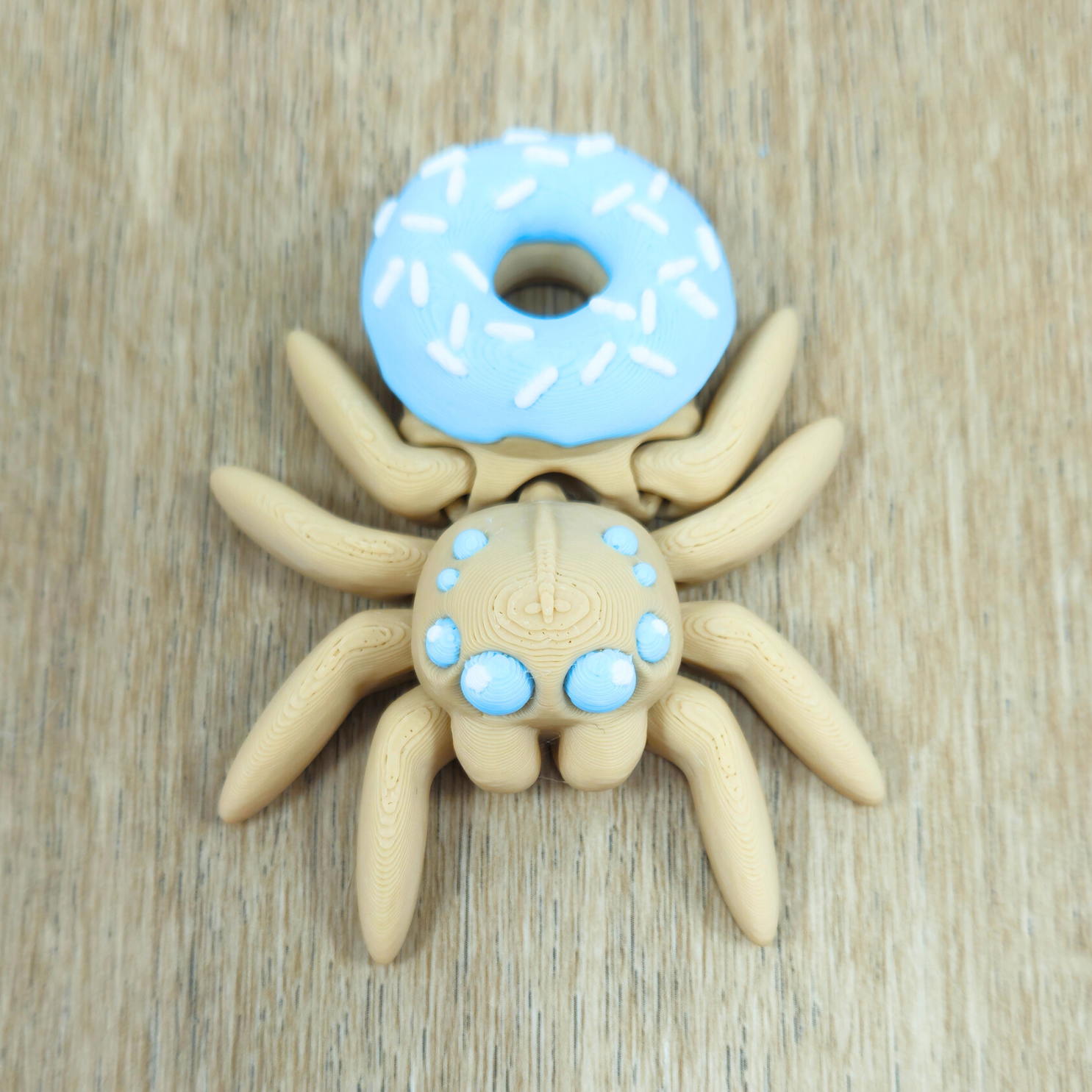 Doughnut Spider Dessert Figure - Food Themed 3D Printed Fidget - Cute Novelty Gift - Articulated Spider Toy with Sprinkles