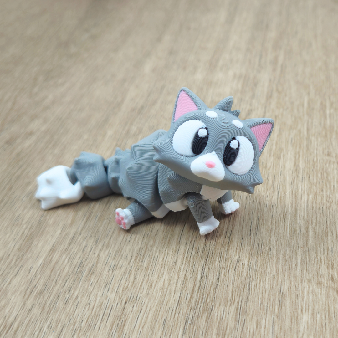 Articulated 3D printed Flexi Cat - Fidget toy - Desk toy - Cat Lover gift