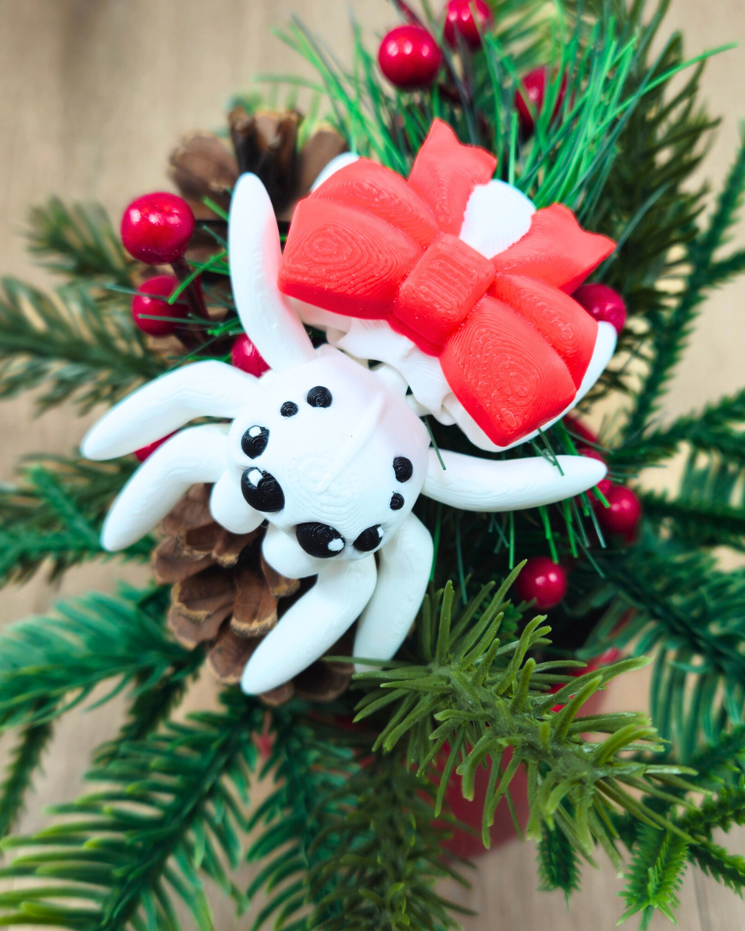 Spider Bow - Christmas Spider - Creepy Cute Decor - 3D Printed Holiday - Christmas Figure - Unique Gift - Quirky Decor - Novelty Figurine