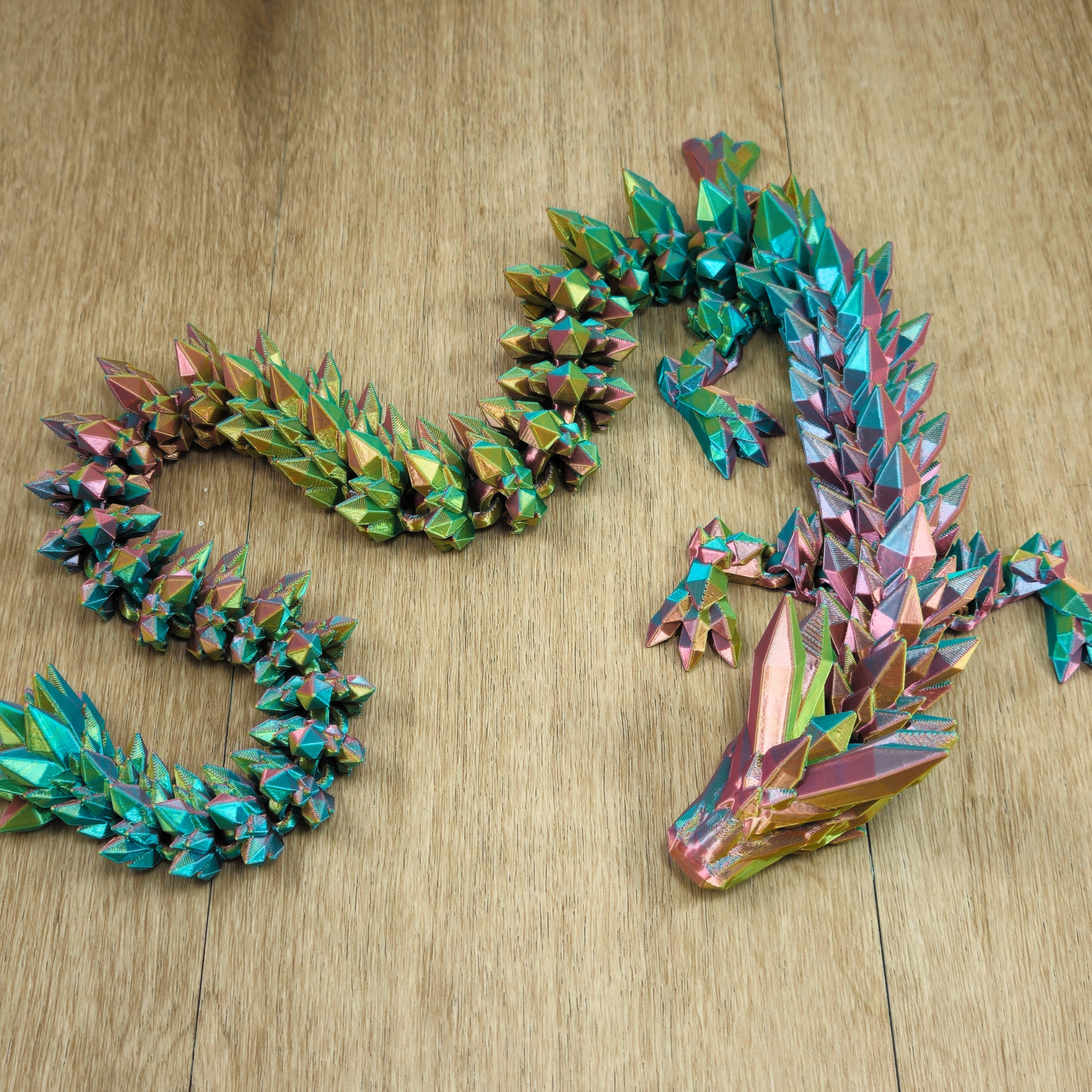 Crystal Dragon Articulated Fidget Toy - 3D Printed Flexi Gemstone Desk Pet - Sensory Stress Relief Fantasy Gift