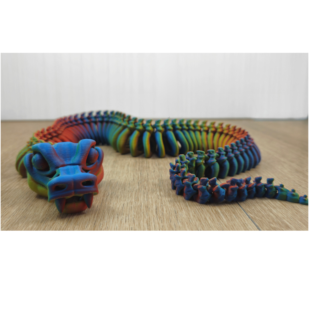 3D Printed Articulated Snake - Fidget desk toy - Flexible Skeleton Serpent