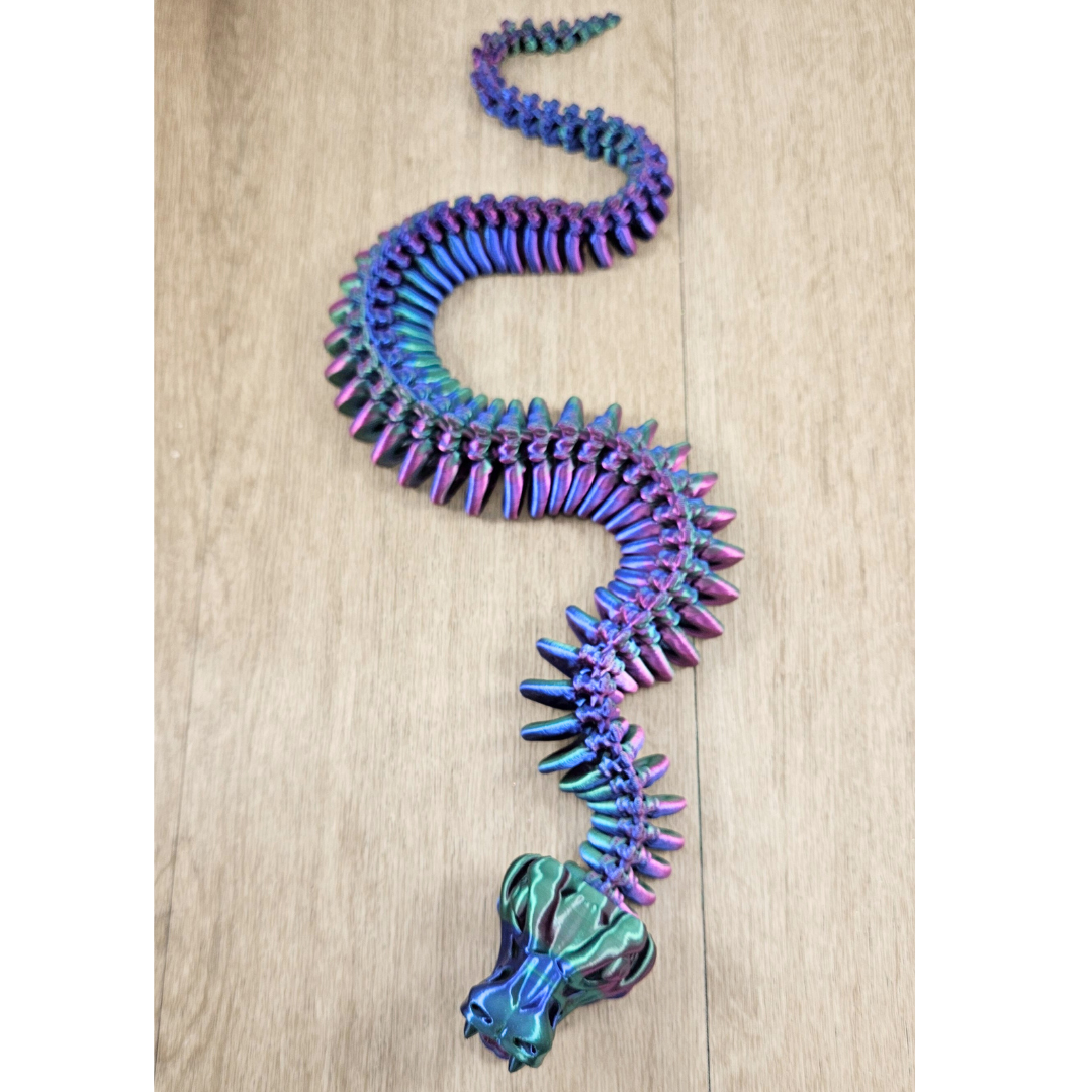 3D Printed Articulated Snake - Fidget desk toy - Flexible Skeleton Serpent