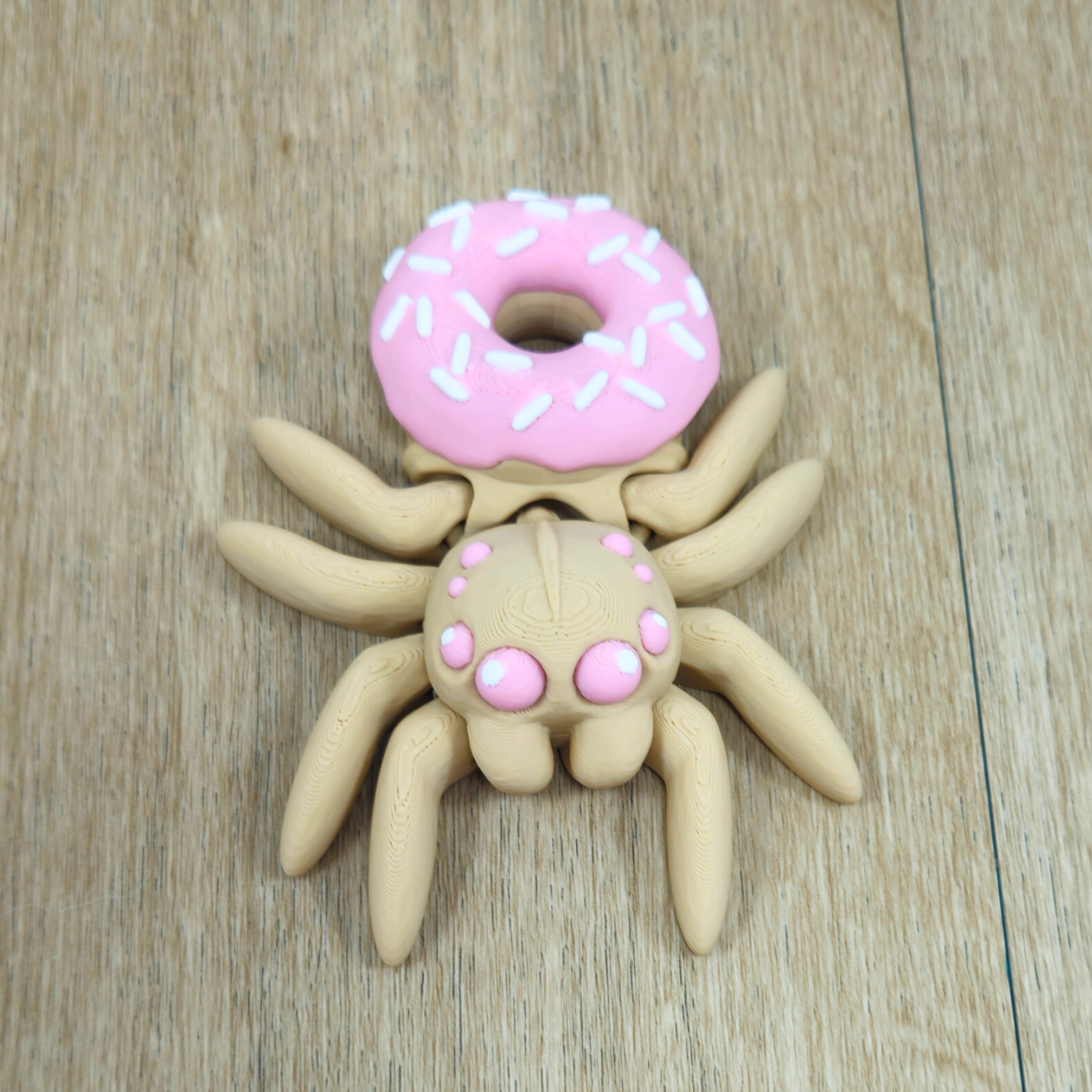 Doughnut Spider Dessert Figure - Food Themed 3D Printed Fidget - Cute Novelty Gift - Articulated Spider Toy with Sprinkles