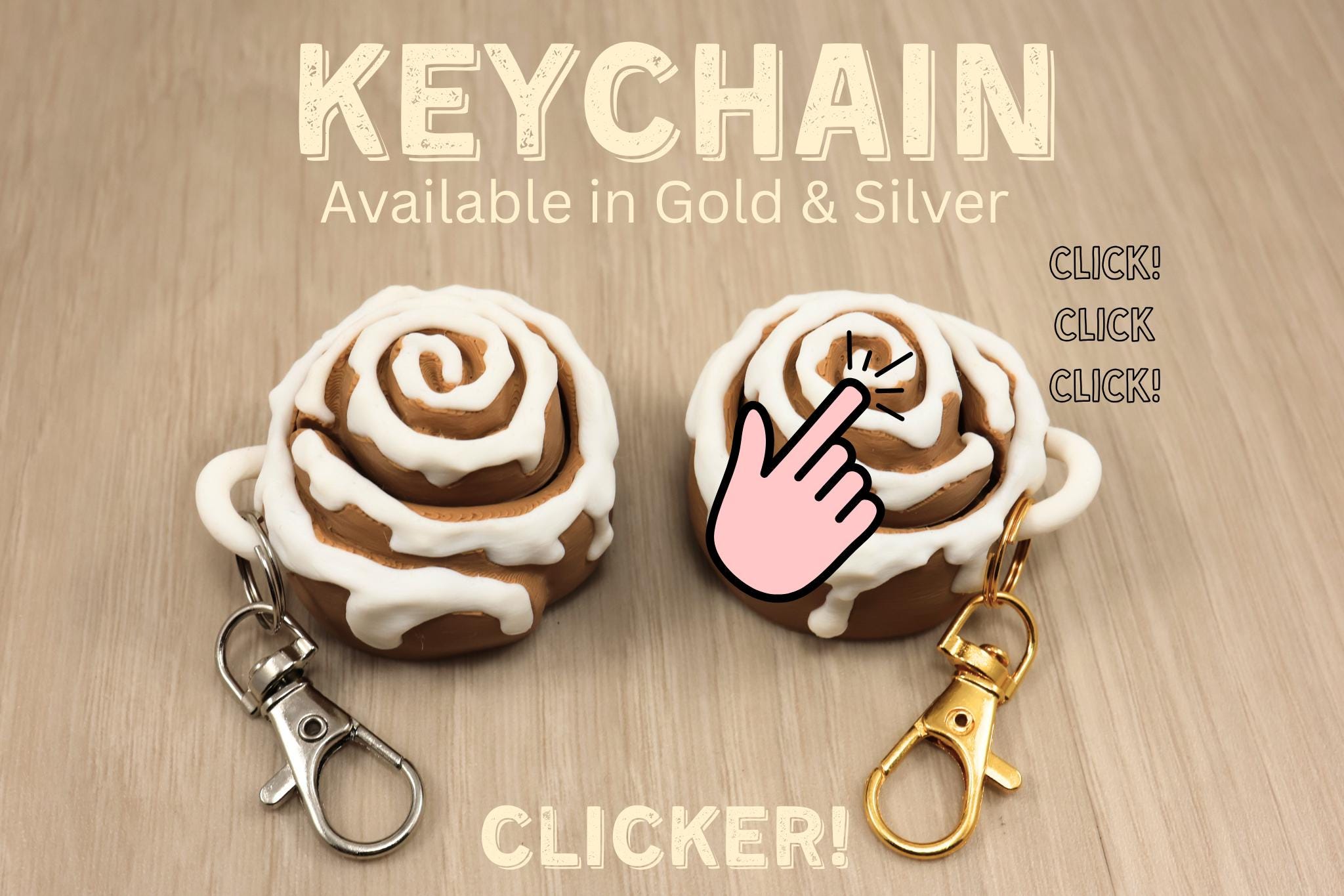 3D Printed Cinnamon Roll - Sweet Treat Fidget Keychain