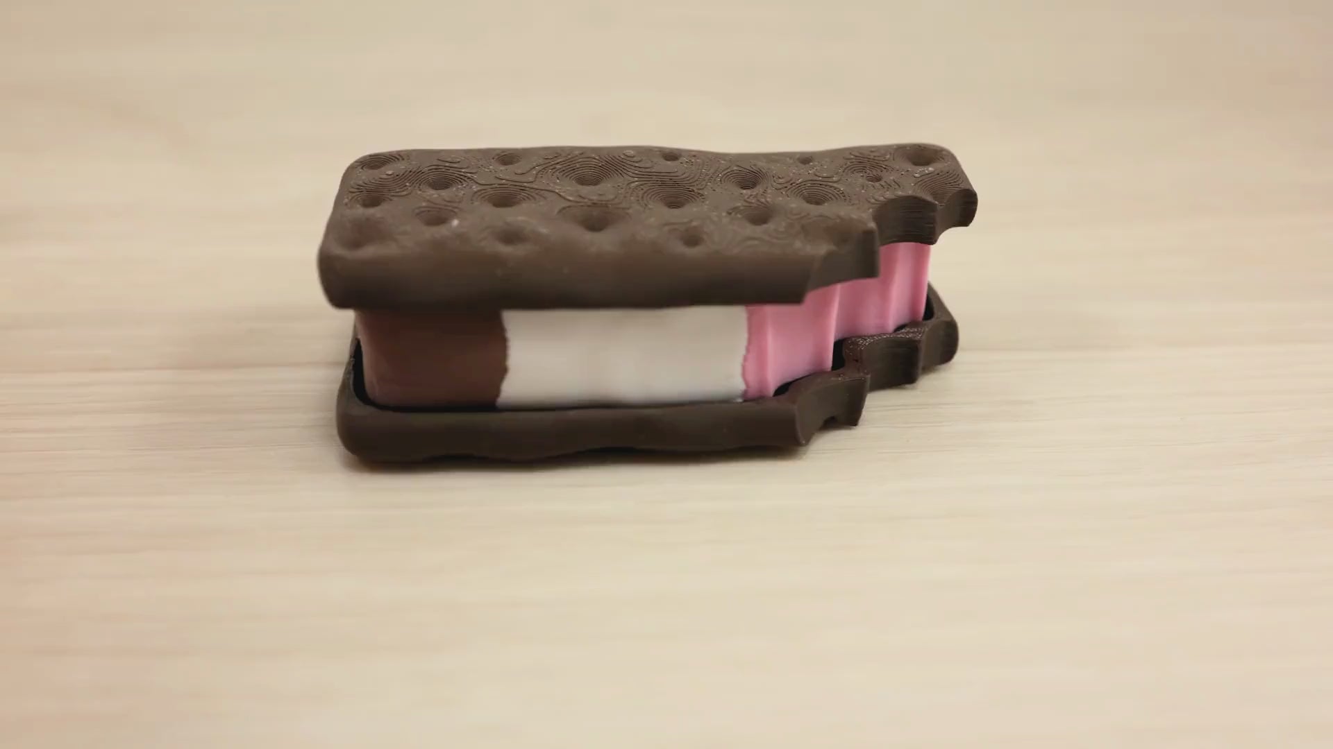 3D Printed Neapolitan Ice Cream Sandwich Clicker Keychain