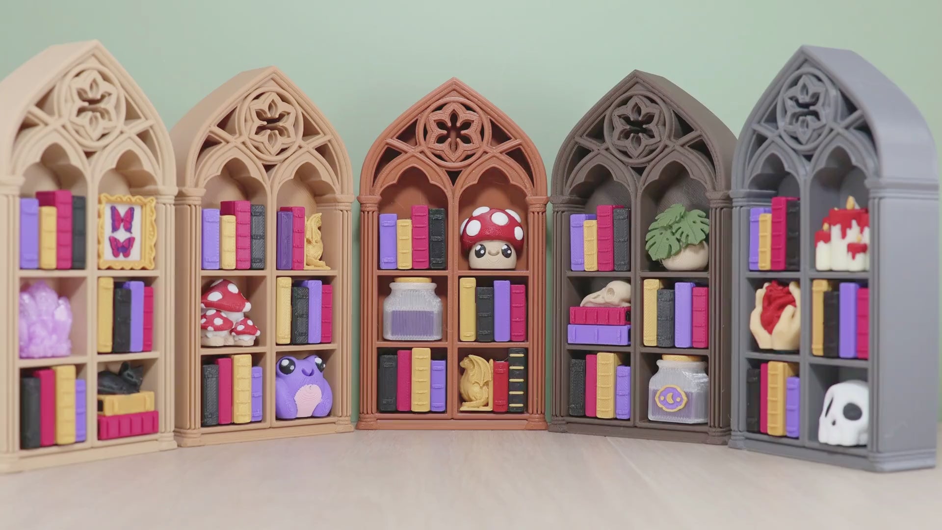 3D Printed Gothic Dark Fantasy Bookshelf 6-Clicker Fidget Toy