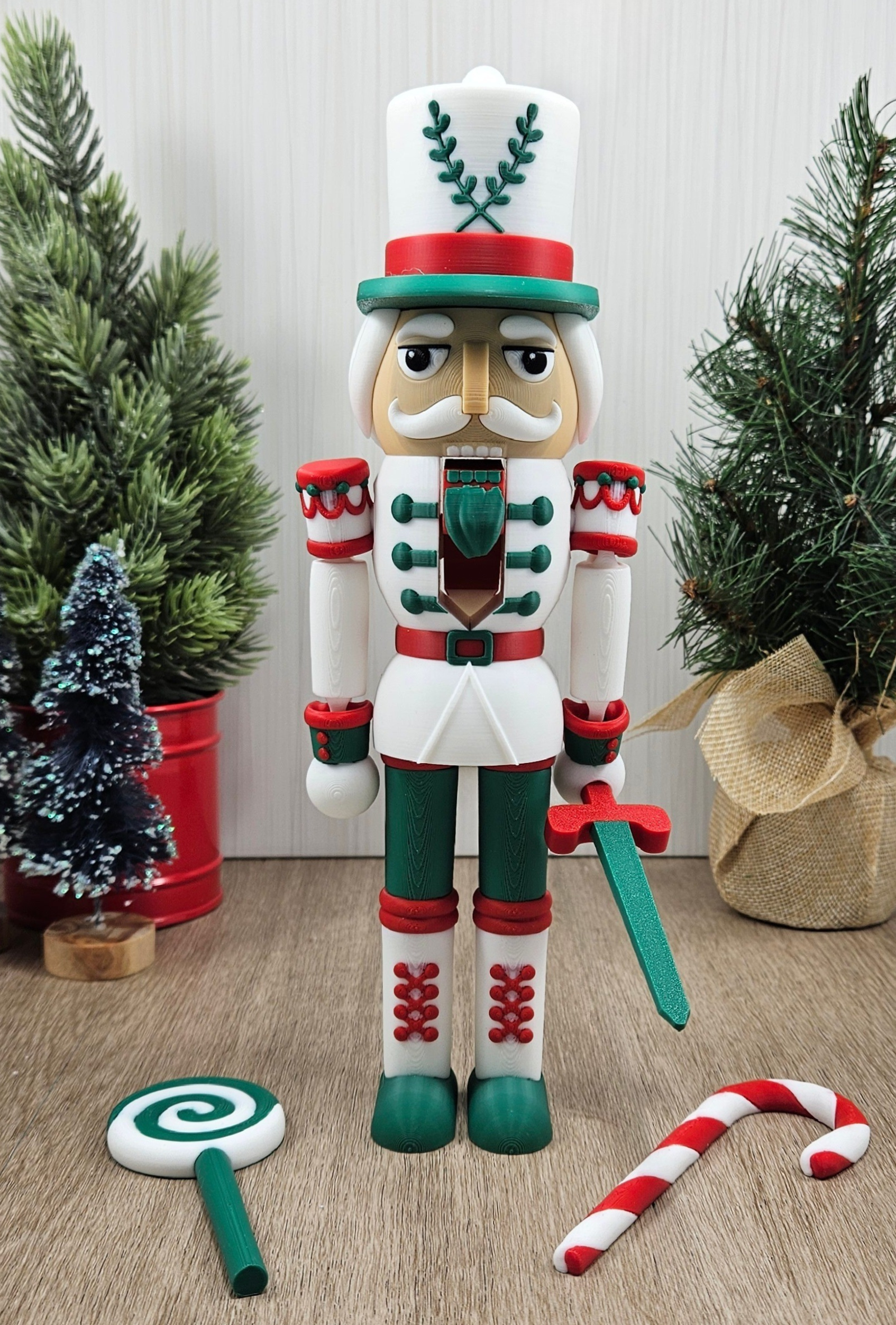 Articulated Nutcracker Fidget Toy - 3D Printed Flexi Christmas Figure - Holiday Desk Decor - Stocking Stuffer Gift